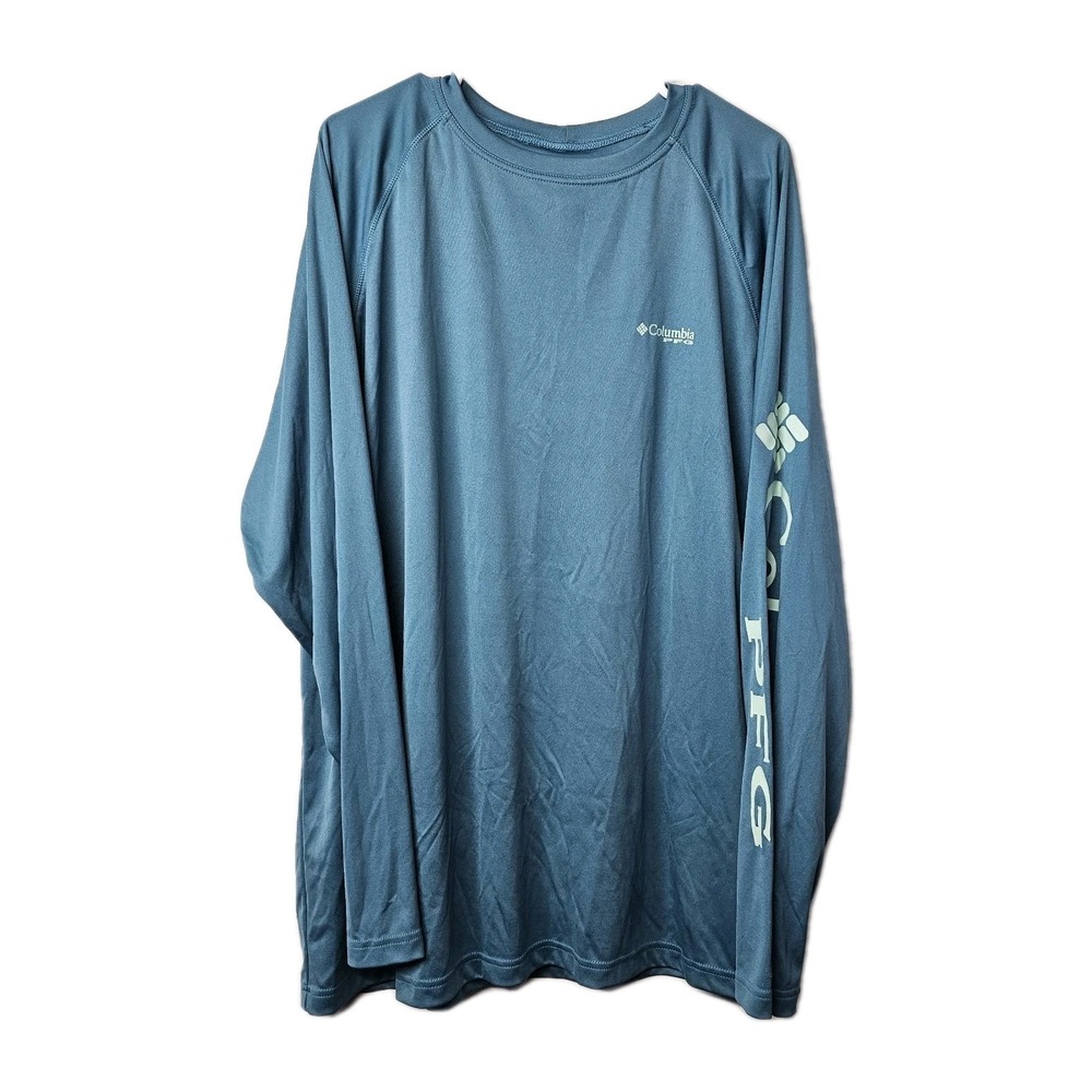 Columbia Mens XXL Terminal Tackle Long Sleeve Shirt Teal Gulf Stream Logo 2XL